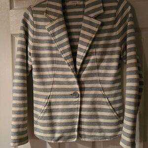 Caslon Gray and White Striped Blazer